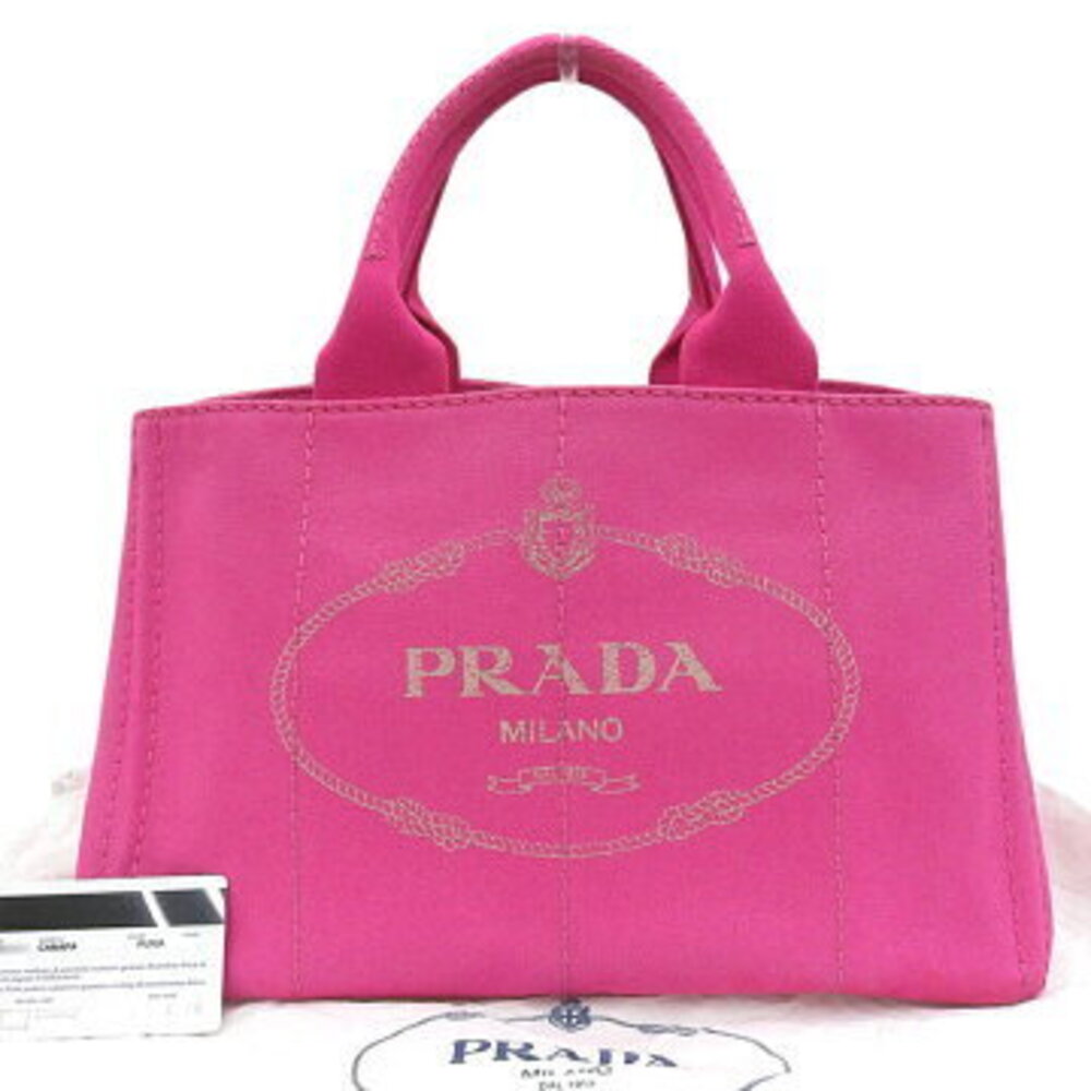 Prada Canapa Tote bag Logo handbag canvas Fuchsia Pink